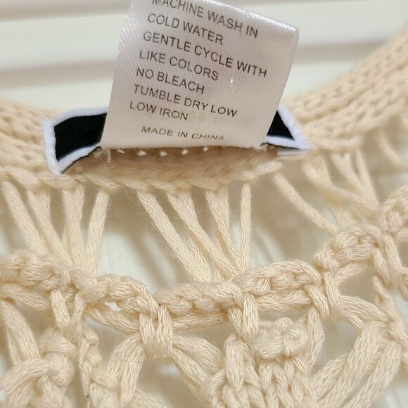 Vivid Womens Kimono Cardigan XL Cream Crochet Boho Festival Beach Drape Open - Picture 6 of 7